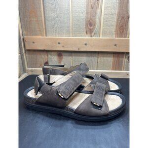 Ecco Mens Brown Leather Adjustable Strap Sandals Size 12-12.5 Footbed Outdoor